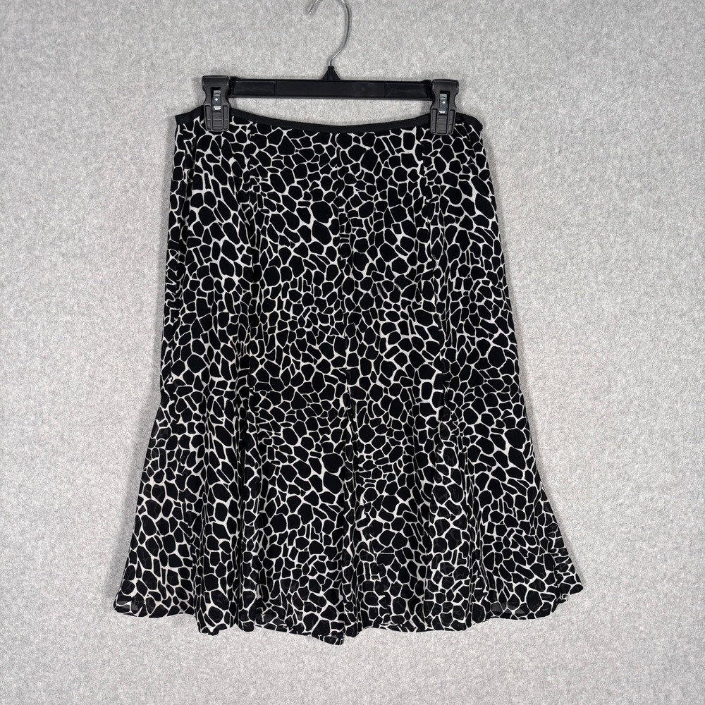 90s Flared Animal Print Skirt 4 Black White Giraffe Chiffon Ruffle Whimsigoth